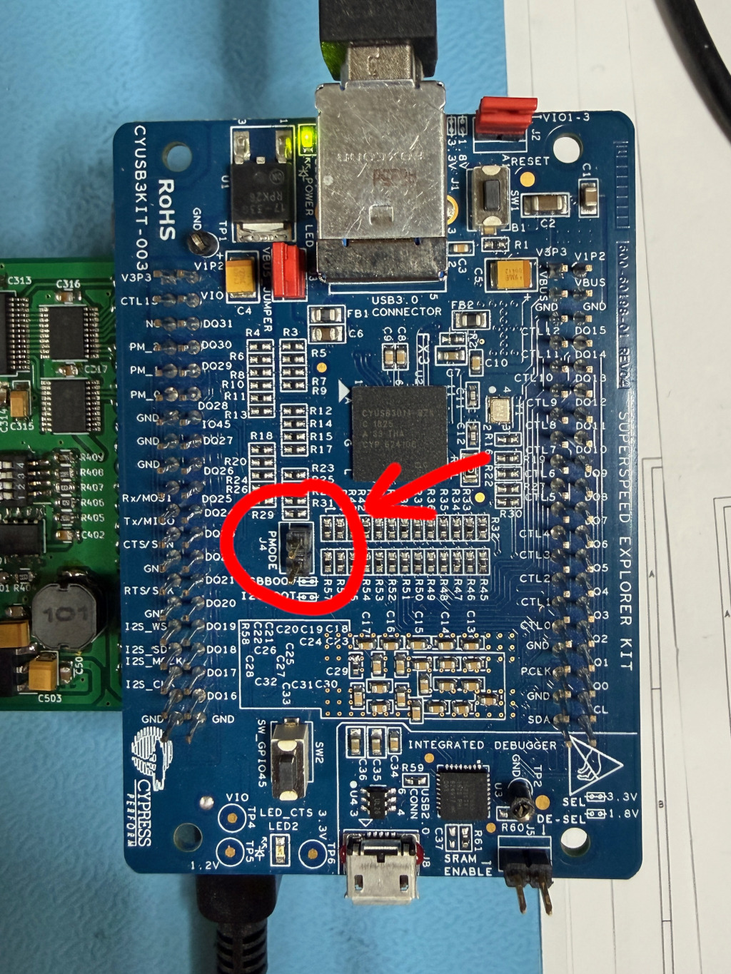 Jumper J4 removed — the EEPROM-boot position